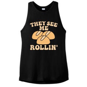 Thanksgiving Family Matching Outfit They See Me Rollin Ladies PosiCharge Tri-Blend Wicking Tank