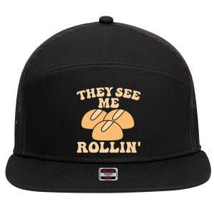 Thanksgiving Family Matching Outfit They See Me Rollin 7 Panel Mesh Trucker Snapback Hat