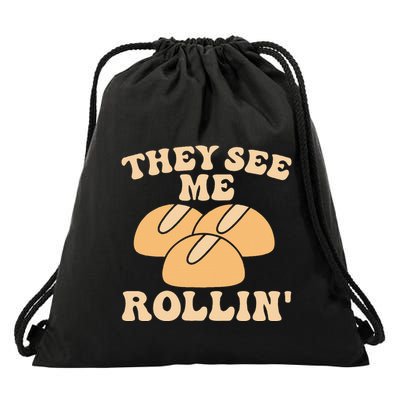 Thanksgiving Family Matching Outfit They See Me Rollin Drawstring Bag