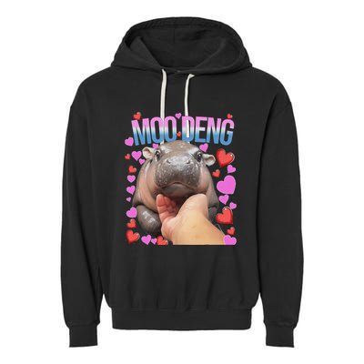 The Famous Moo Deng Pygmy Baby Hippo Moo Deng Cute Moodeng Garment-Dyed Fleece Hoodie