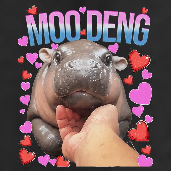 The Famous Moo Deng Pygmy Baby Hippo Moo Deng Cute Moodeng 7 Panel Mesh Trucker Snapback Hat