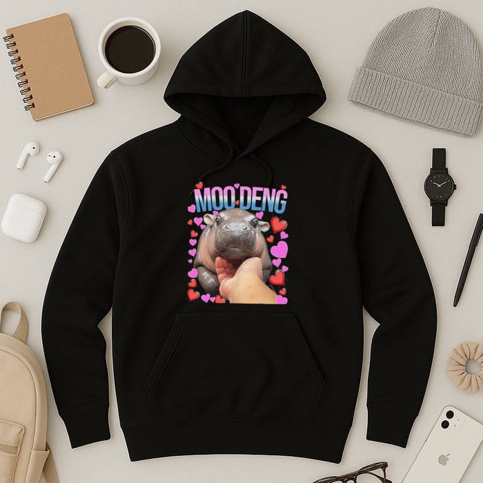 The Famous Moo Deng Pygmy Baby Hippo Moo Deng Cute Moodeng Hoodie
