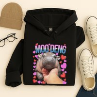 The Famous Moo Deng Pygmy Baby Hippo Moo Deng Cute Moodeng Hoodie