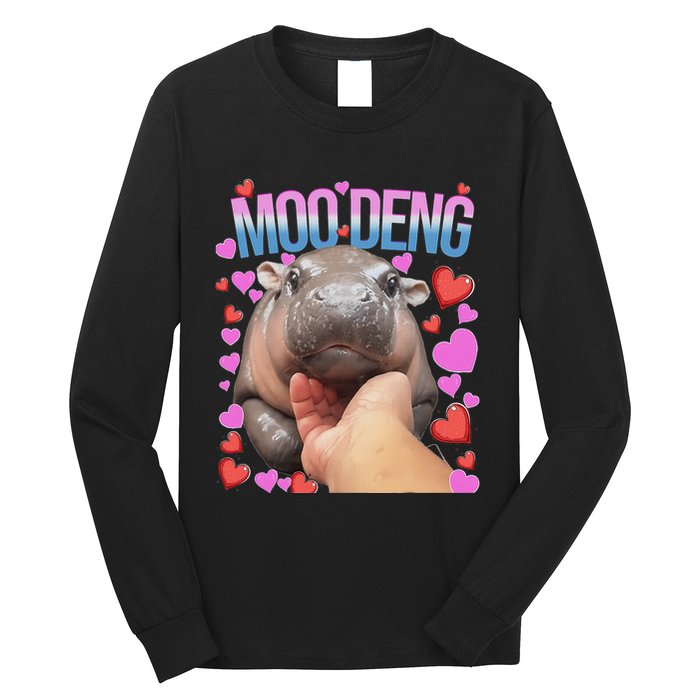 The Famous Moo Deng Pygmy Baby Hippo Moo Deng Cute Moodeng Long Sleeve Shirt