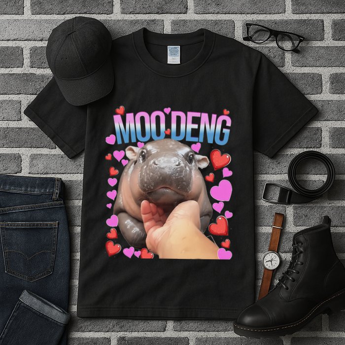 The Famous Moo Deng Pygmy Baby Hippo Moo Deng Cute Moodeng Tall T-Shirt