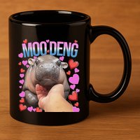 The Famous Moo Deng Pygmy Baby Hippo Moo Deng Cute Moodeng 11oz C Handle Ceramic Mug