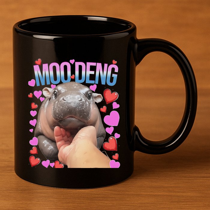 The Famous Moo Deng Pygmy Baby Hippo Moo Deng Cute Moodeng 11oz C Handle Ceramic Mug
