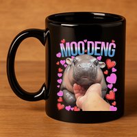 The Famous Moo Deng Pygmy Baby Hippo Moo Deng Cute Moodeng 11oz C Handle Ceramic Mug