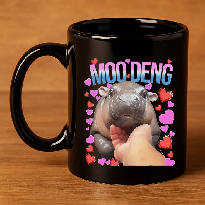 The Famous Moo Deng Pygmy Baby Hippo Moo Deng Cute Moodeng 11oz C Handle Ceramic Mug
