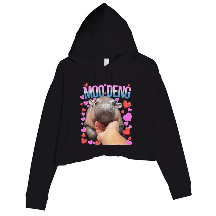 The Famous Moo Deng Pygmy Baby Hippo Moo Deng Cute Moodeng Crop Fleece Hoodie