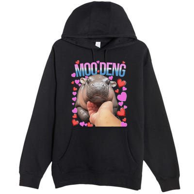 The Famous Moo Deng Pygmy Baby Hippo Moo Deng Cute Moodeng Premium Pullover Hoodie