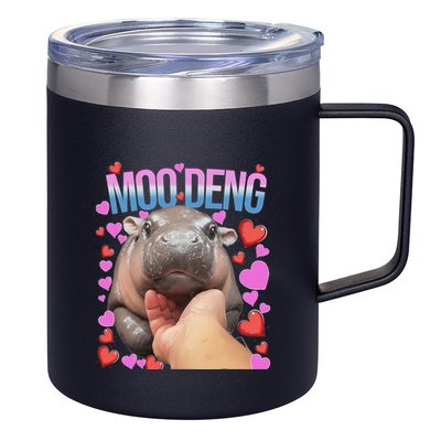 The Famous Moo Deng Pygmy Baby Hippo Moo Deng Cute Moodeng 12oz Stainless Steel Coffee Mug