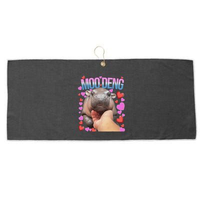 The Famous Moo Deng Pygmy Baby Hippo Moo Deng Cute Moodeng Large Microfiber Waffle Golf Towel