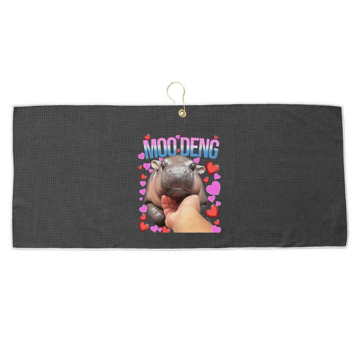 The Famous Moo Deng Pygmy Baby Hippo Moo Deng Cute Moodeng Large Microfiber Waffle Golf Towel