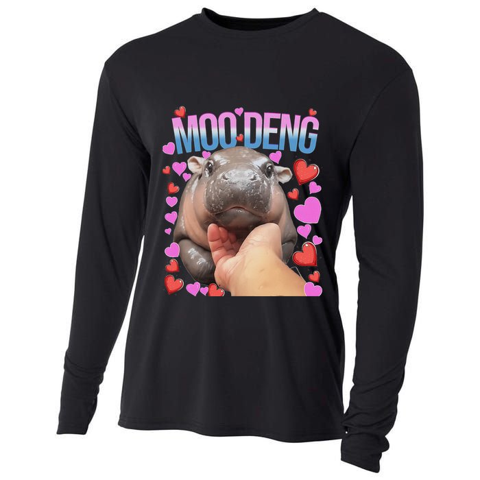 The Famous Moo Deng Pygmy Baby Hippo Moo Deng Cute Moodeng Cooling Performance Long Sleeve Crew