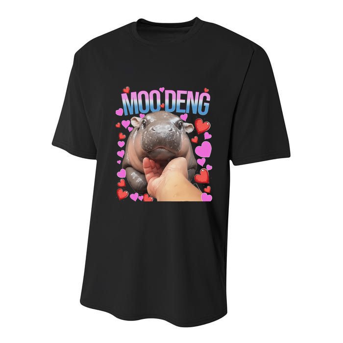 The Famous Moo Deng Pygmy Baby Hippo Moo Deng Cute Moodeng Youth Performance Sprint T-Shirt