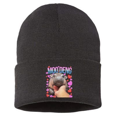 The Famous Moo Deng Pygmy Baby Hippo Moo Deng Cute Moodeng Sustainable Knit Beanie