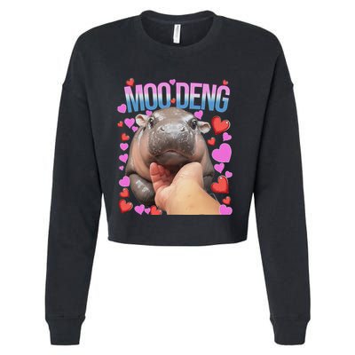 The Famous Moo Deng Pygmy Baby Hippo Moo Deng Cute Moodeng Cropped Pullover Crew