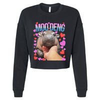 The Famous Moo Deng Pygmy Baby Hippo Moo Deng Cute Moodeng Cropped Pullover Crew