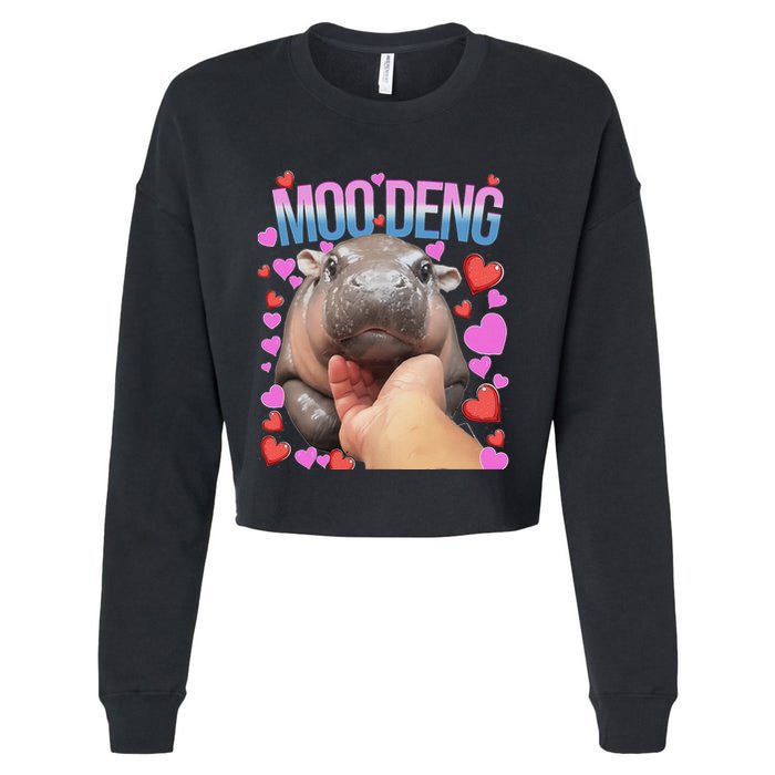 The Famous Moo Deng Pygmy Baby Hippo Moo Deng Cute Moodeng Cropped Pullover Crew