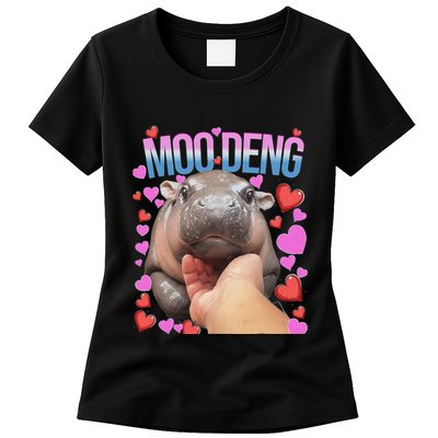 The Famous Moo Deng Pygmy Baby Hippo Moo Deng Cute Moodeng Womens T-Shirt