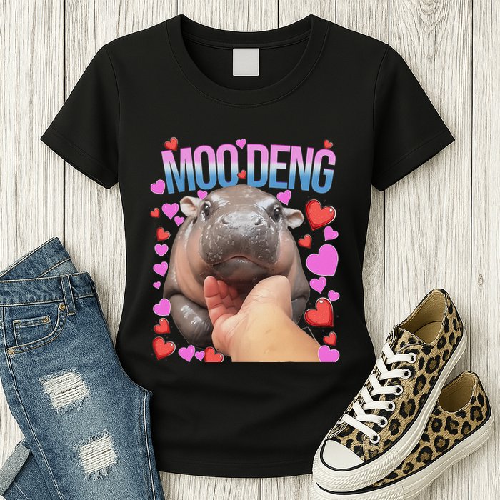 The Famous Moo Deng Pygmy Baby Hippo Moo Deng Cute Moodeng Womens T-Shirt