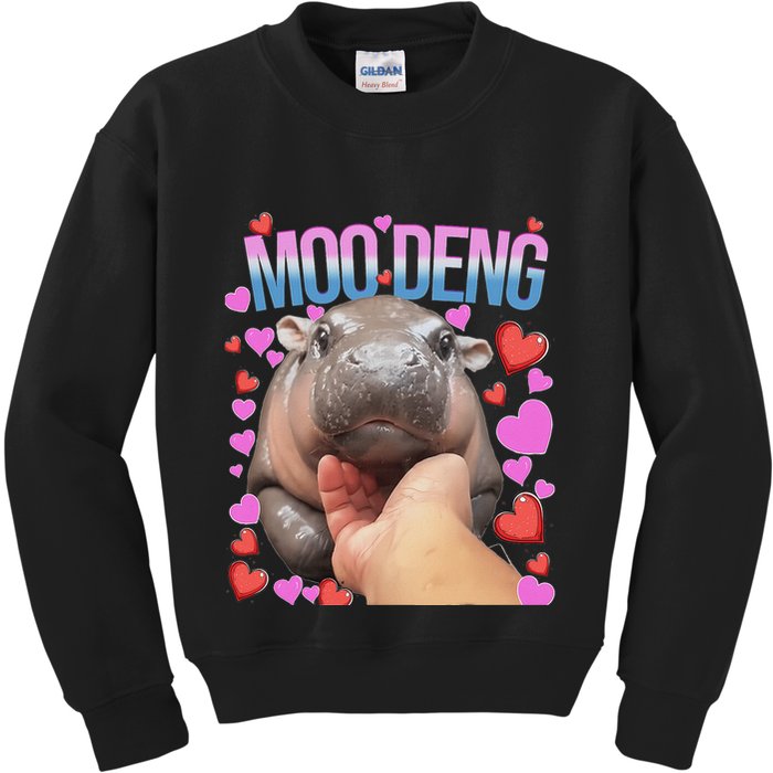 The Famous Moo Deng Pygmy Baby Hippo Moo Deng Cute Moodeng Kids Sweatshirt