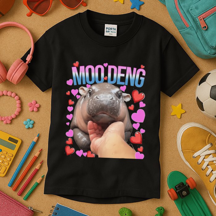 The Famous Moo Deng Pygmy Baby Hippo Moo Deng Cute Moodeng Kids T-Shirt