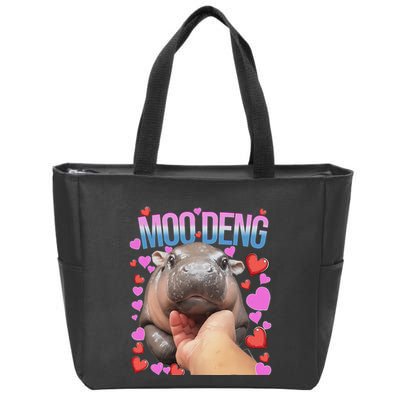 The Famous Moo Deng Pygmy Baby Hippo Moo Deng Cute Moodeng Zip Tote Bag