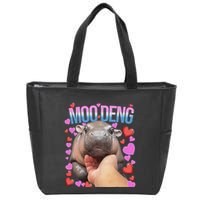 The Famous Moo Deng Pygmy Baby Hippo Moo Deng Cute Moodeng Zip Tote Bag