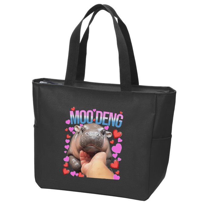 The Famous Moo Deng Pygmy Baby Hippo Moo Deng Cute Moodeng Zip Tote Bag