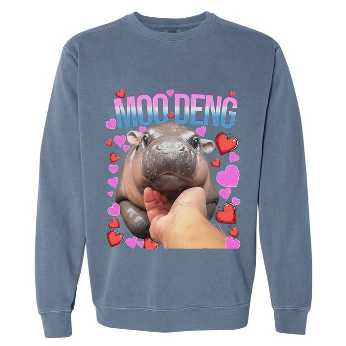 The Famous Moo Deng Pygmy Baby Hippo Moo Deng Cute Moodeng Garment-Dyed Sweatshirt
