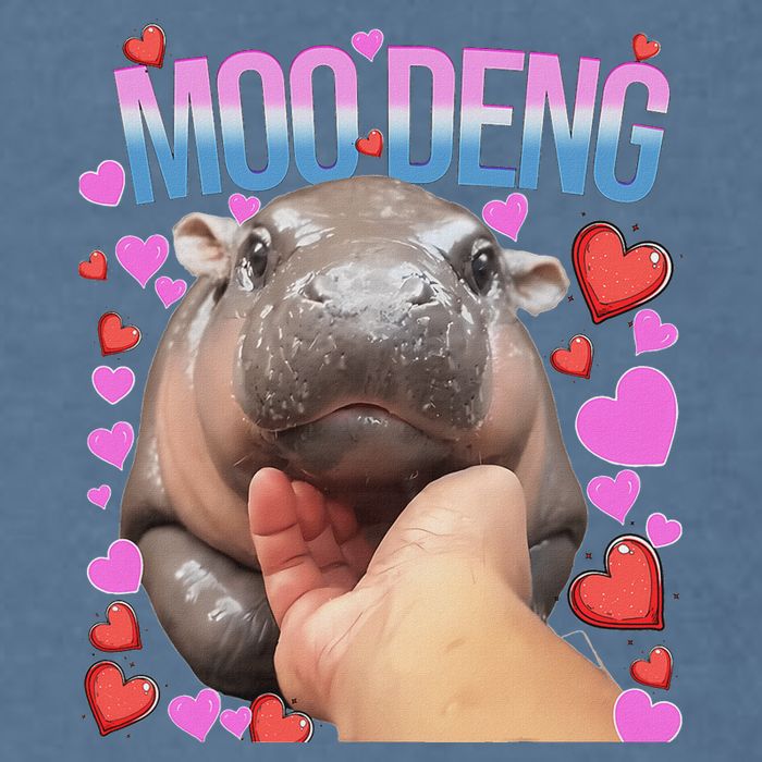 The Famous Moo Deng Pygmy Baby Hippo Moo Deng Cute Moodeng Garment-Dyed Sweatshirt