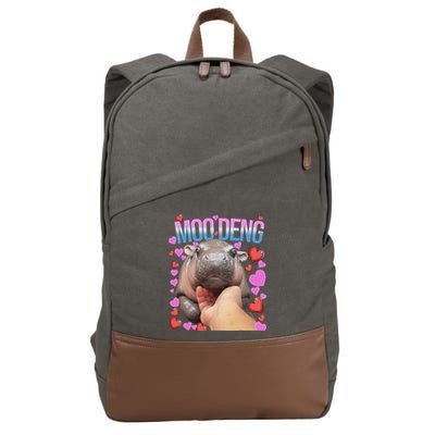 The Famous Moo Deng Pygmy Baby Hippo Moo Deng Cute Moodeng Cotton Canvas Backpack