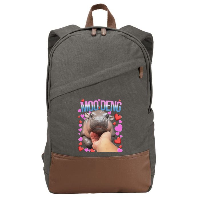 The Famous Moo Deng Pygmy Baby Hippo Moo Deng Cute Moodeng Cotton Canvas Backpack