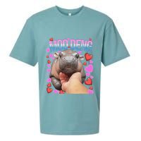 The Famous Moo Deng Pygmy Baby Hippo Moo Deng Cute Moodeng Sueded Cloud Jersey T-Shirt