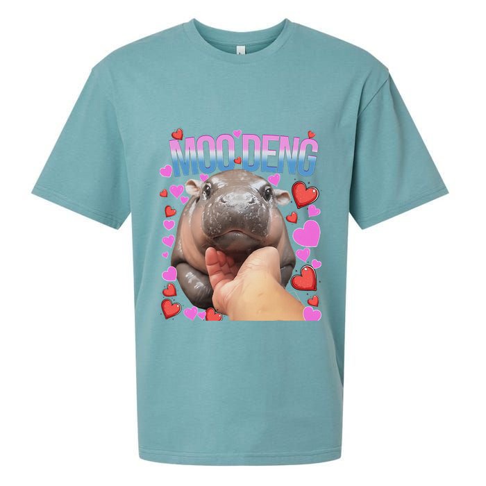 The Famous Moo Deng Pygmy Baby Hippo Moo Deng Cute Moodeng Sueded Cloud Jersey T-Shirt