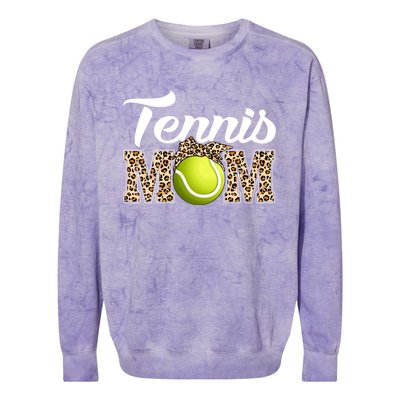 Tennis Funny Mom Game Leopard Mothers Day Gift Colorblast Crewneck Sweatshirt