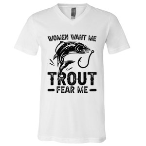 Trout Fear Me Trout Fishing Trout Fisherman V-Neck T-Shirt