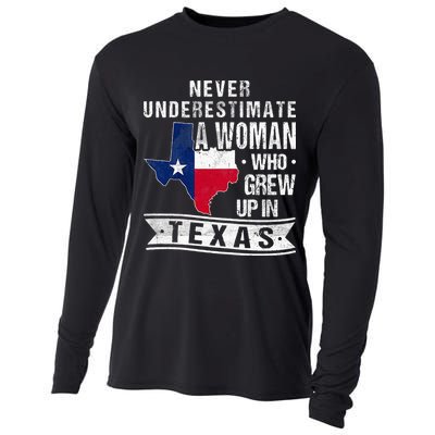 Texas Flag Map Vintage Texas Cooling Performance Long Sleeve Crew