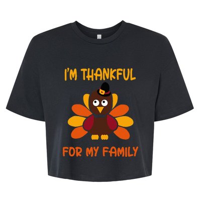 thankful for my family turkey thanksgiving turkey Lovers Bella+Canvas Jersey Crop Tee