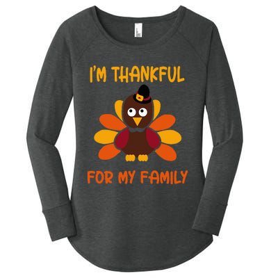 thankful for my family turkey thanksgiving turkey Lovers Women's Perfect Tri Tunic Long Sleeve Shirt