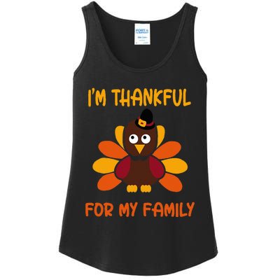 thankful for my family turkey thanksgiving turkey Lovers Ladies Essential Tank