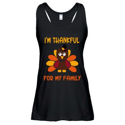 thankful for my family turkey thanksgiving turkey Lovers Ladies Essential Flowy Tank