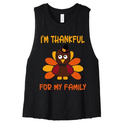 thankful for my family turkey thanksgiving turkey Lovers Women's Racerback Cropped Tank