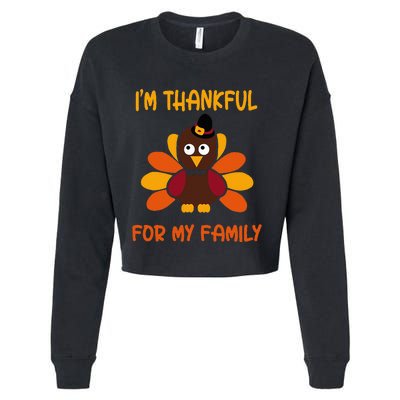 thankful for my family turkey thanksgiving turkey Lovers Cropped Pullover Crew