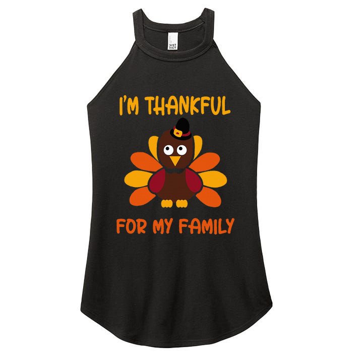 thankful for my family turkey thanksgiving turkey Lovers Women's Perfect Tri Rocker Tank