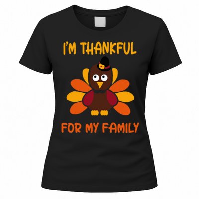 thankful for my family turkey thanksgiving turkey Lovers Women's T-Shirt