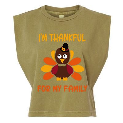 thankful for my family turkey thanksgiving turkey Lovers Garment-Dyed Women's Muscle Tee