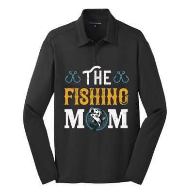 The Fishing Mom Funny Gift Silk Touch Performance Long Sleeve Polo